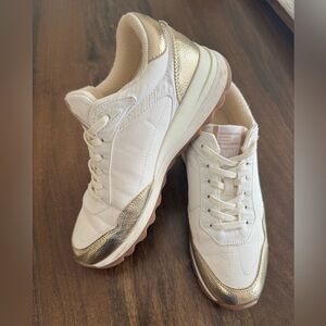 Anne Klein White and Gold Sneakers